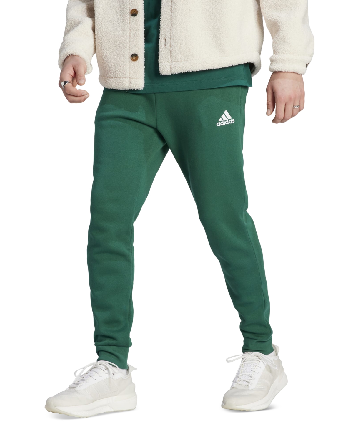 Adidas Originals Men's Cozy Fleece Tapered Leg Mid-rise Jogger Pants In College Green