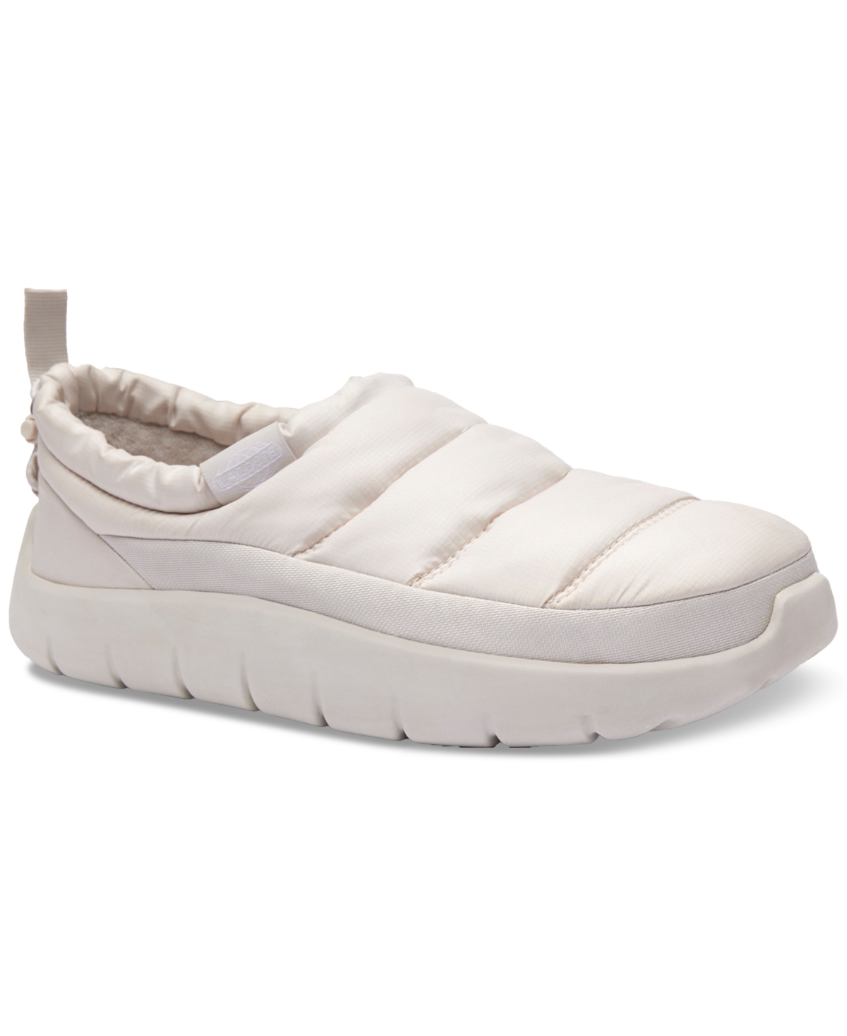 Lacoste Men's Serve Puffer Slippers In Off White,off White