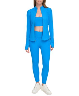 DKNY - Women's Ribbed Full-Zip Stand-Collar Jacket