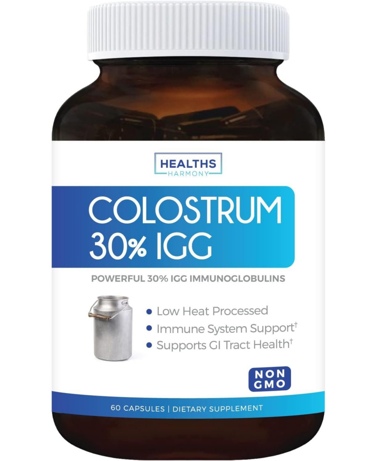 Colostrum 1,000mg non-gmo 30% IgG Immunoglobulins - Immune System Support, Gut Health & Respiratory Health Supplement - Low Heat Proce