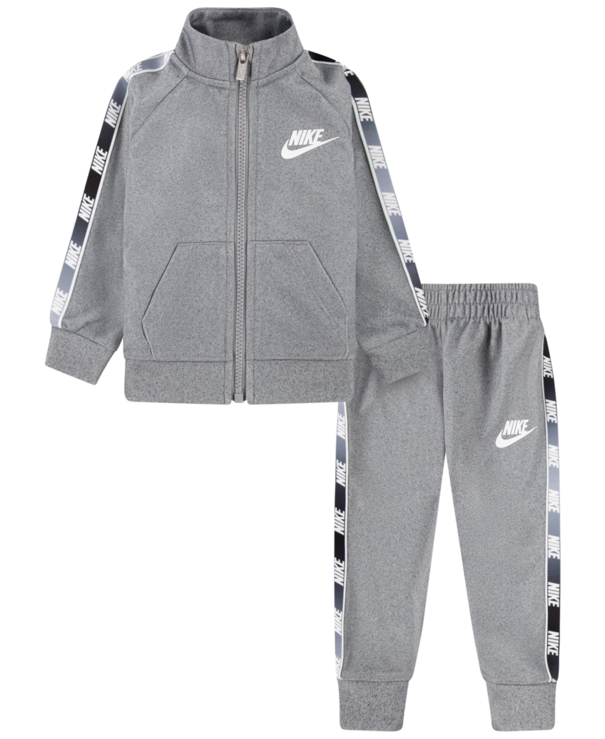 Nike Baby Boys Taping Tricot Full Zipped Jacket And Matching Pants, 2 Piece Set In Dark Gray Heather