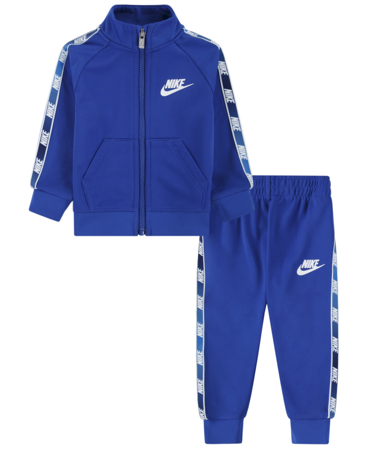 Nike Baby Boys Taping Tricot Full Zipped Jacket And Matching Pants, 2 Piece Set In Game Royal