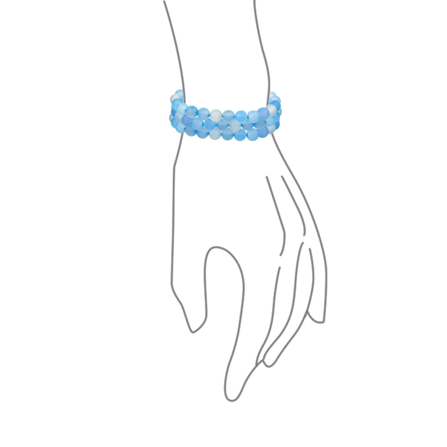 Blue Aquamarine 8MM Gemstone Ball Bead Stretch Bracelet Stackable Set of 3