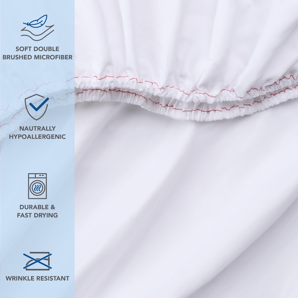 Arkwright Bulk Fitted Microfiber Sheets - (6 Pack) Color-Coded Hem Threads Bedding Essentials Supplies for Hosts of Hotel, Motel, or Rental Properties