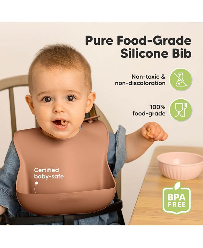 KeaBabies 2Pack Silicone Bibs For Babies, Food Grade Silicone Baby
