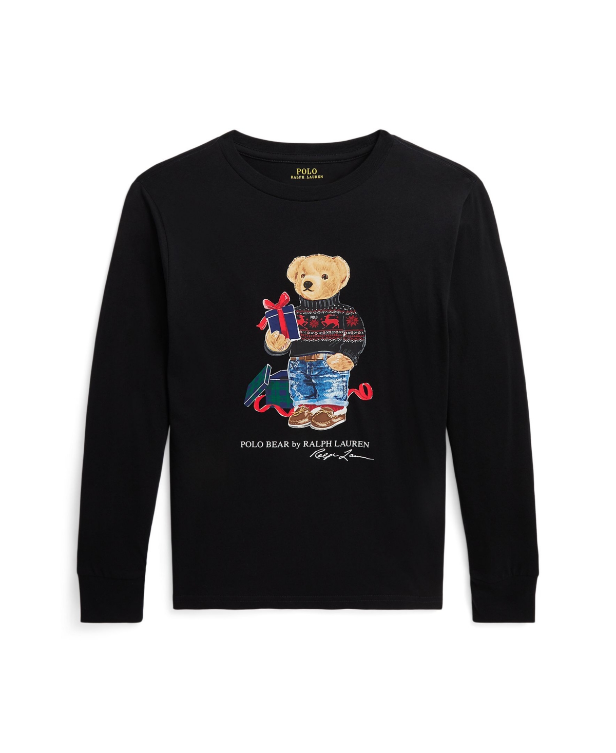 Polo Ralph Lauren Kids' Toddler And Little Boys Polo Bear Cotton Long-sleeve T-shirt In Fa23 Polo Black Gift Bear