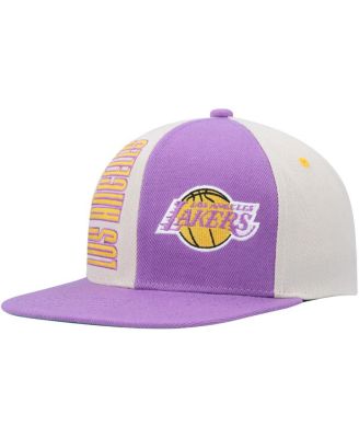 Men's Cream, Purple Los Angeles Lakers Hardwood Classics Pop Snapback Hat