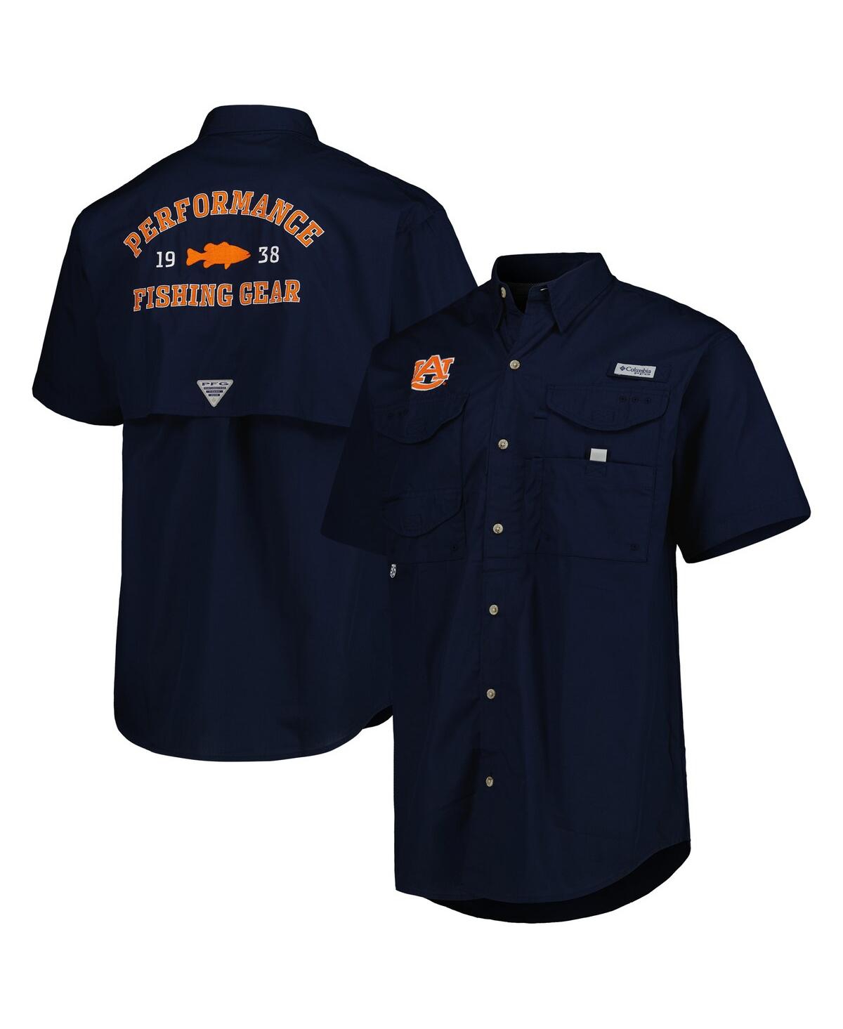 Shop Columbia Men's  Navy Auburn Tigers Bonehead Button-up Shirt