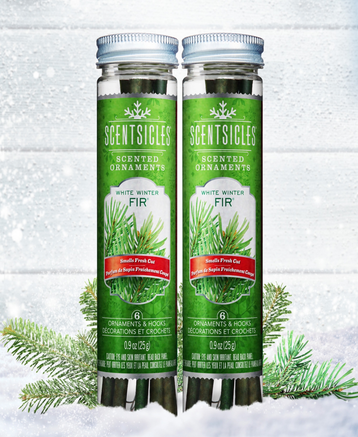 NATIONAL TREE COMPANY SCENTSICLES SCENTED ORNAMENTS, 6 COUNT BOTTLES, INFUSED PAPER STICKS, 2 PACK SET 