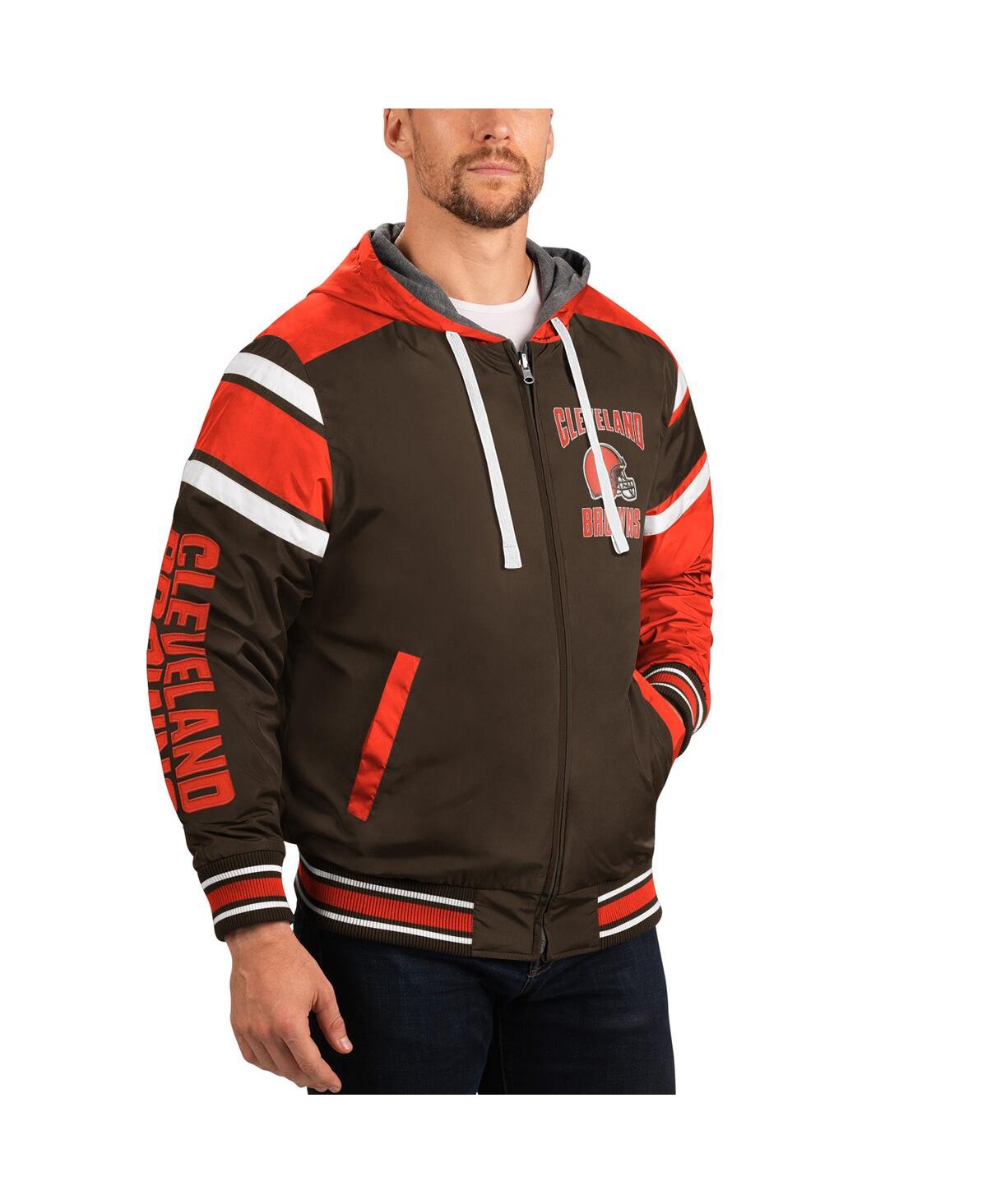 Shop G-iii Sports By Carl Banks Men's  Brown, Gray Cleveland Browns Extreme Full Back Reversible Hoodie Fu