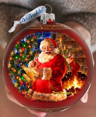 Wish List Santa Large Holiday Glass Collectible Ornaments D. Gelsinger