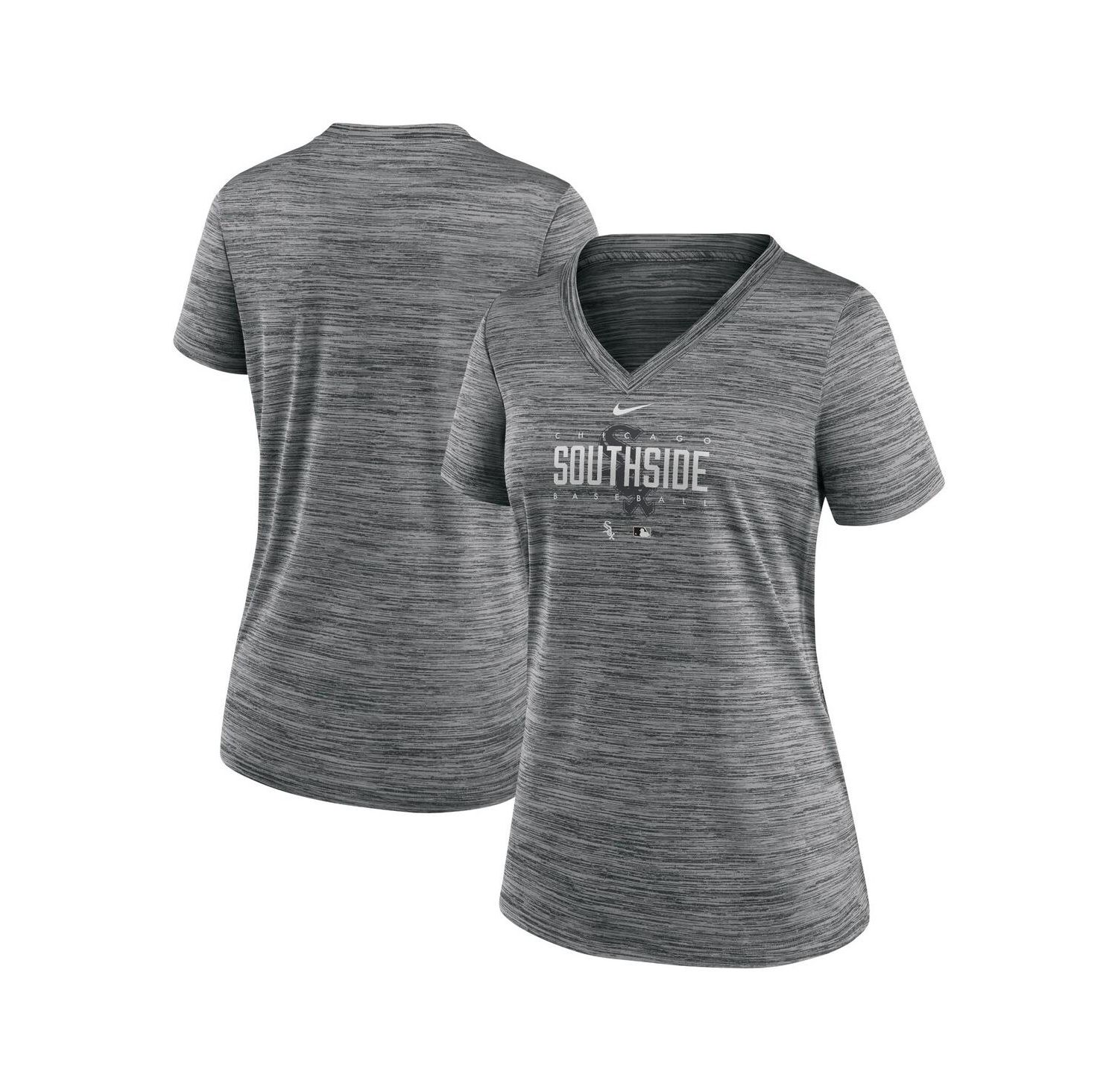 Women's Gray Chicago White Sox City Connect Velocity Practice Performance V-Neck T-shirt