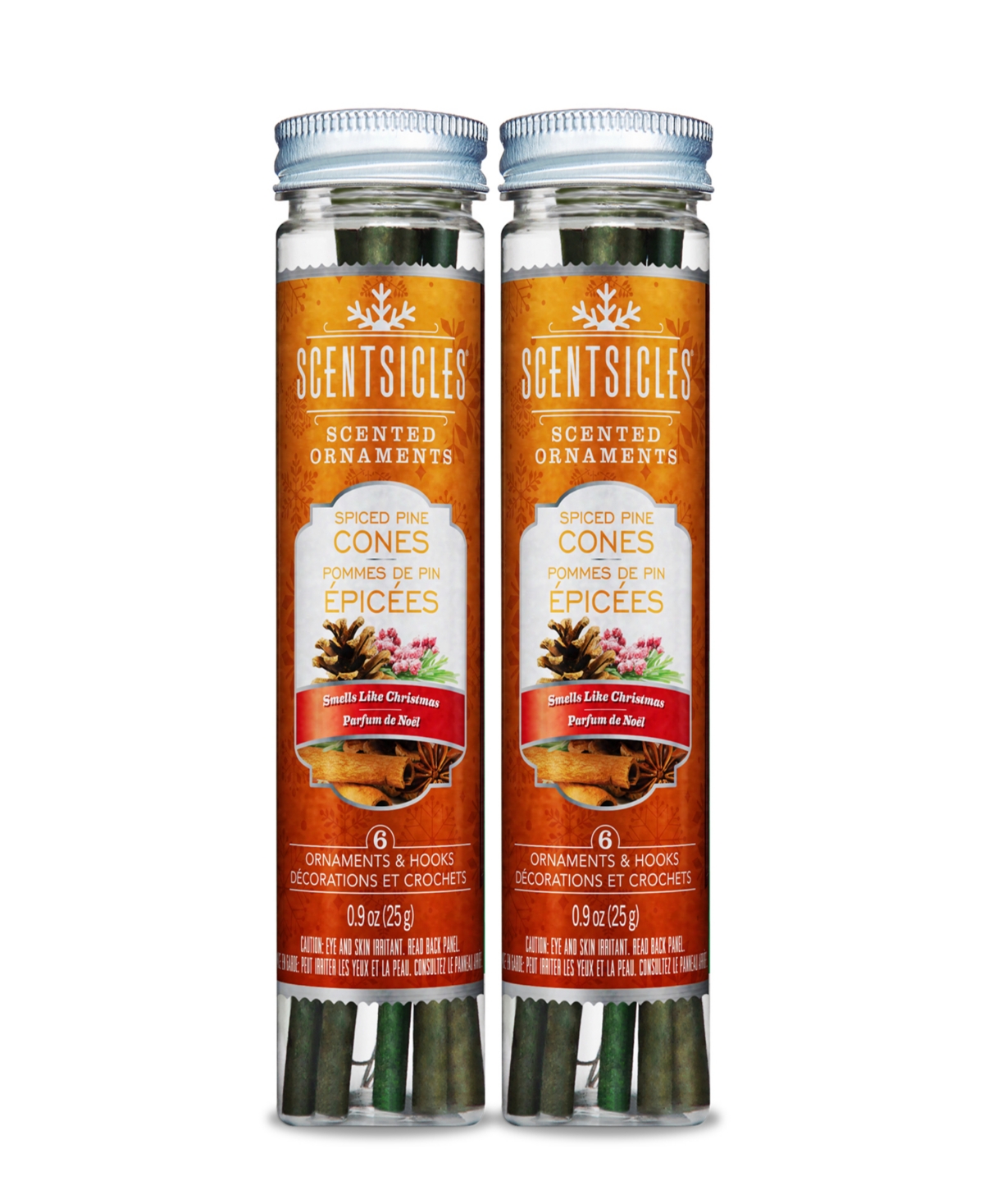 National Tree Company Scentsicles Scented Ornaments, 6 Count Bottles, Infused Paper Sticks, 2 Pack Set In Spiced Pinecones