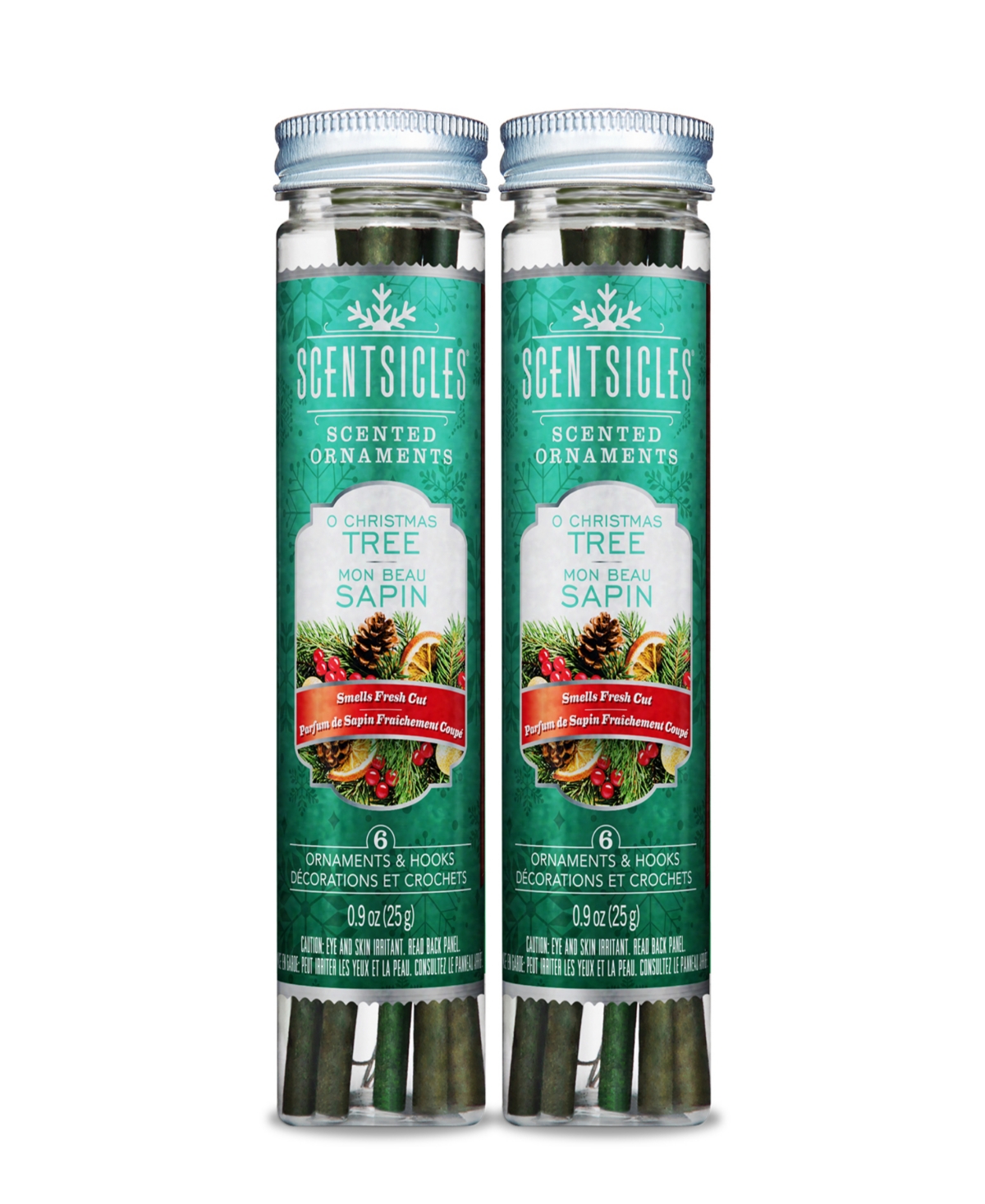 National Tree Company Scentsicles Scented Ornaments, 6 Count Bottles, Infused Paper Sticks, 2 Pack Set In O Christmas Tree
