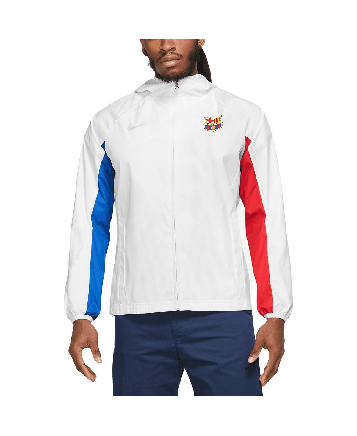 Shop Nike Men's  White Barcelona Awf Raglan Full-zip Hoodie Jacket