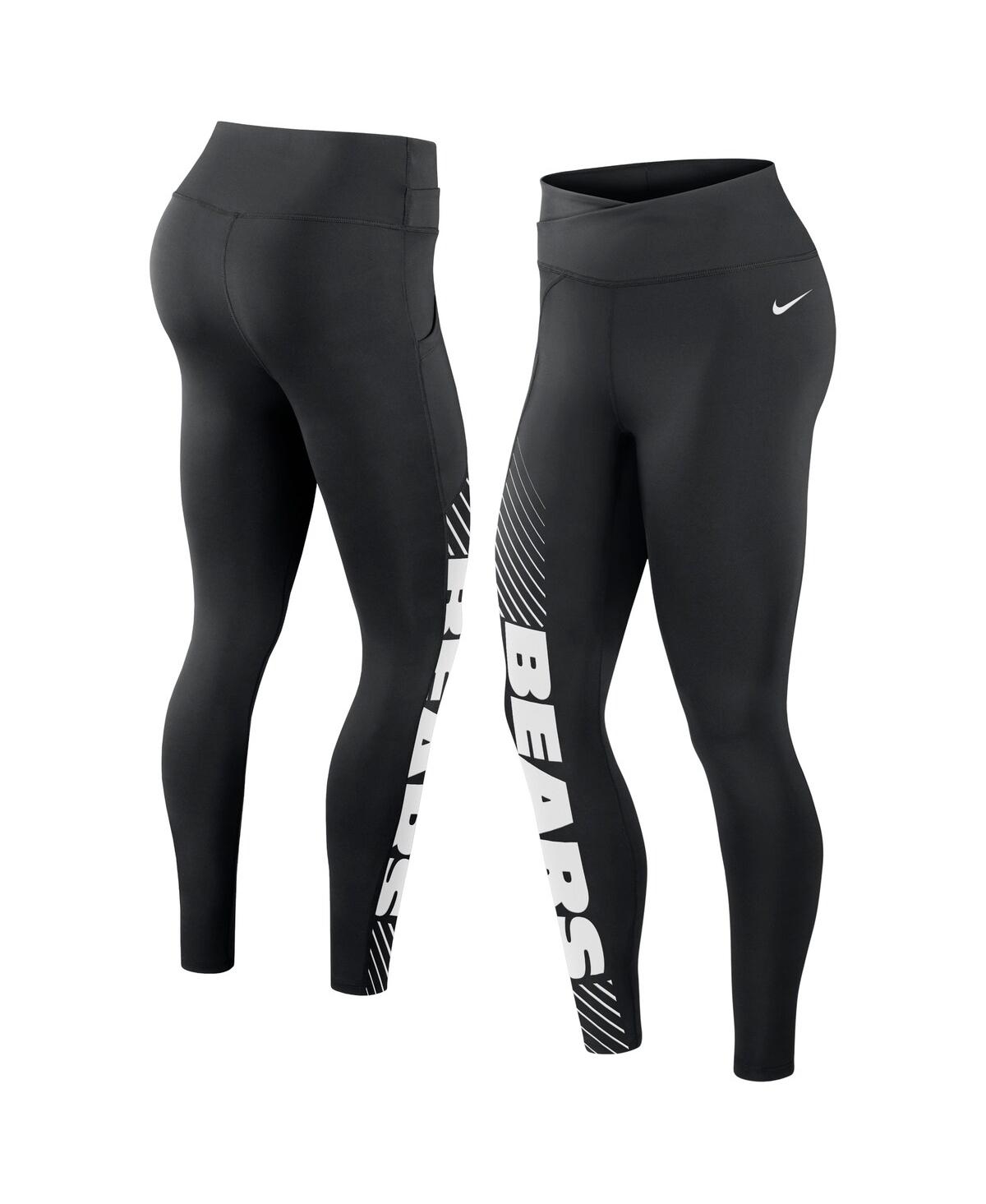 Shop Nike Women's  Black Chicago Bears Yard Line Crossover Leggings