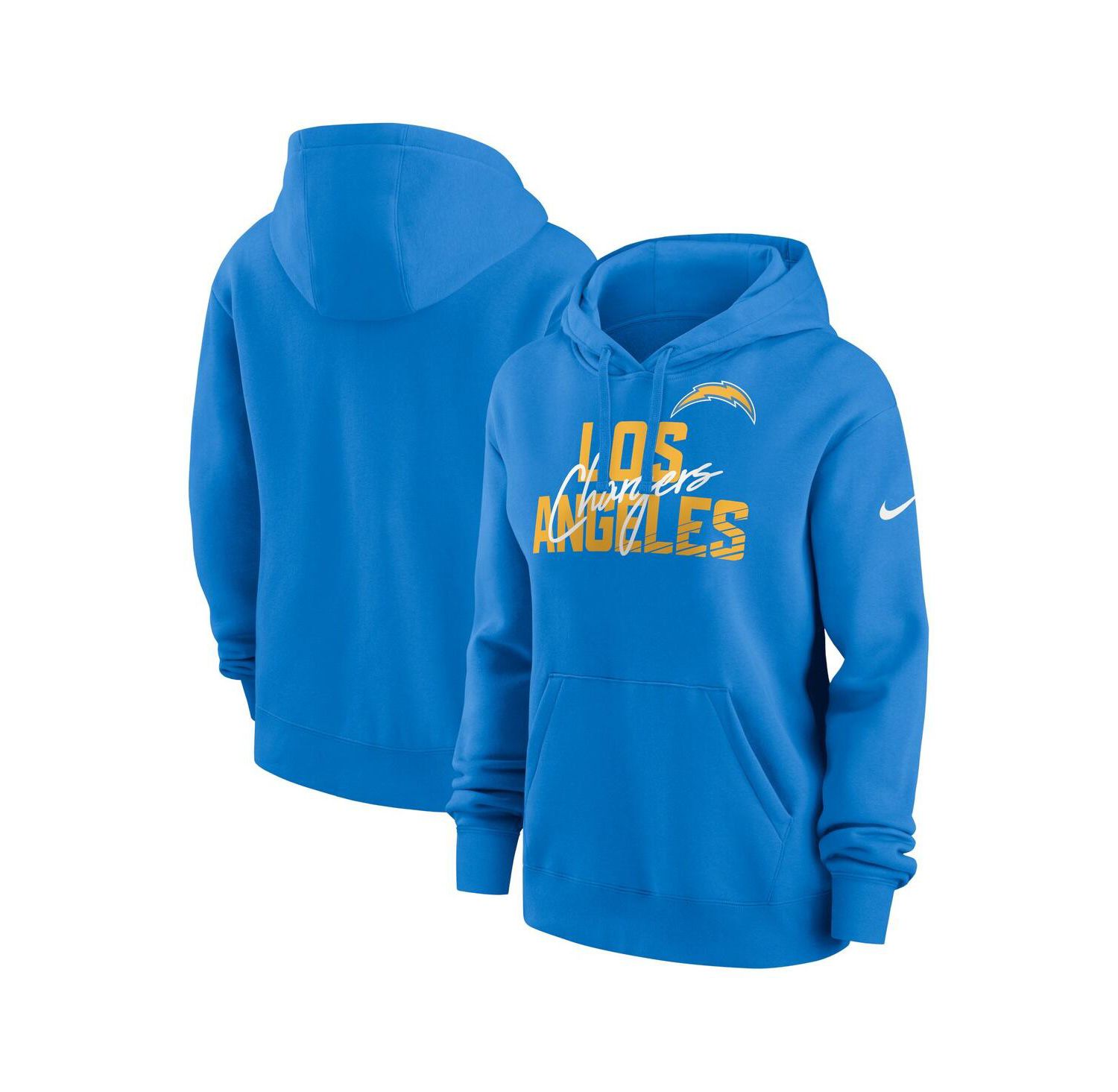Women's Powder Blue Los Angeles Chargers Wordmark Club Fleece Pullover Hoodie