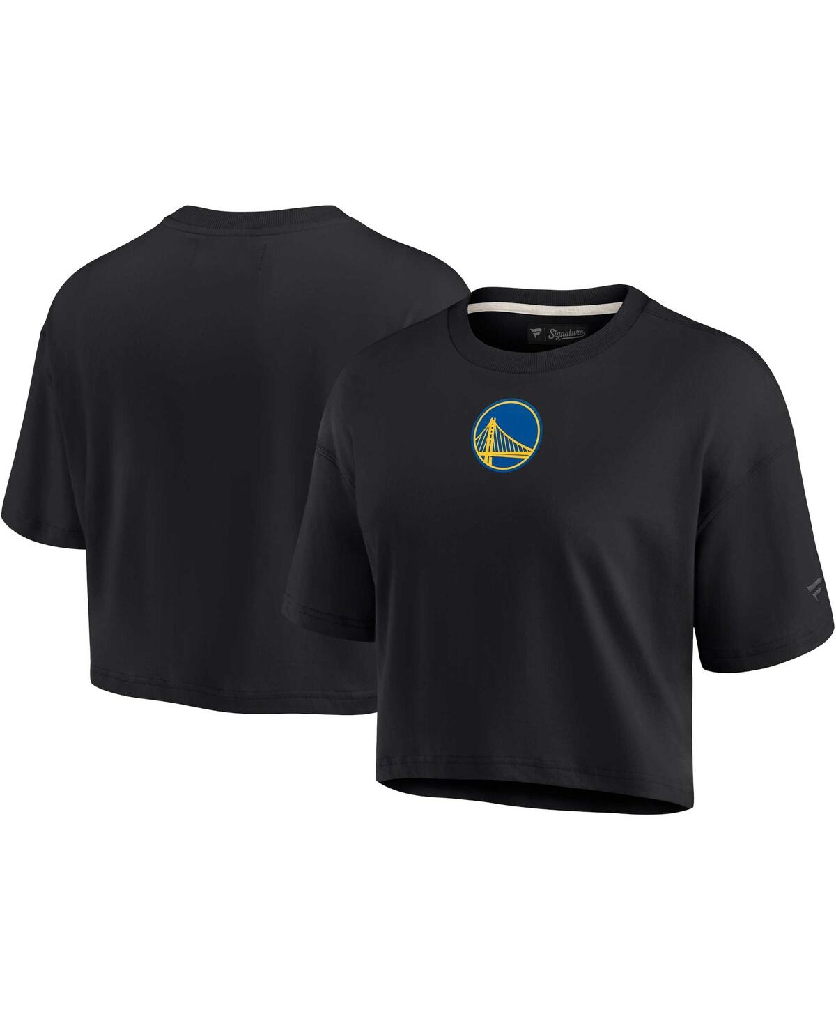 Shop Fanatics Signature Women's  Black Golden State Warriors Super Soft Boxy Cropped T-shirt