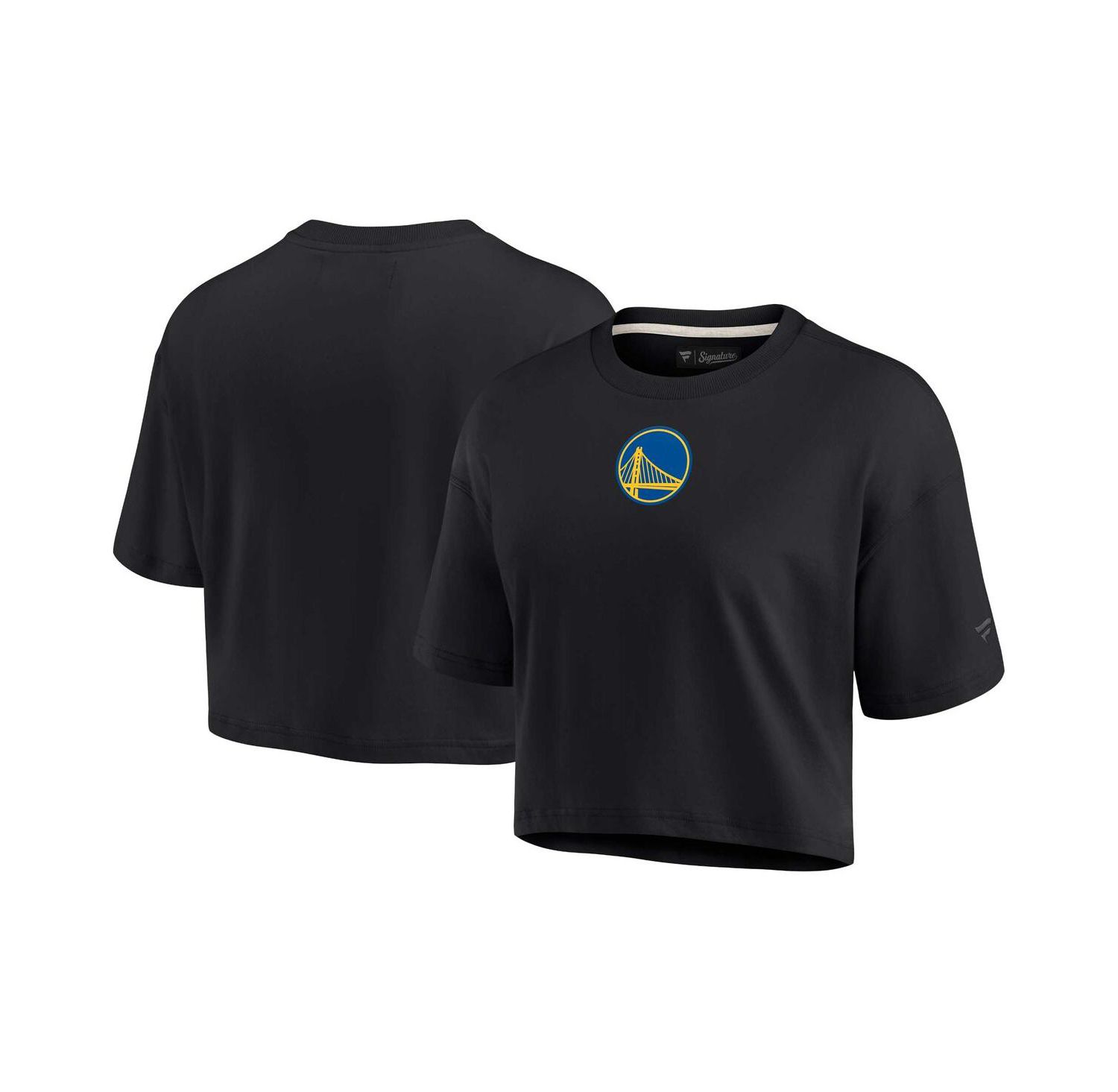 Women's Black Golden State Warriors Super Soft Boxy Cropped T-shirt