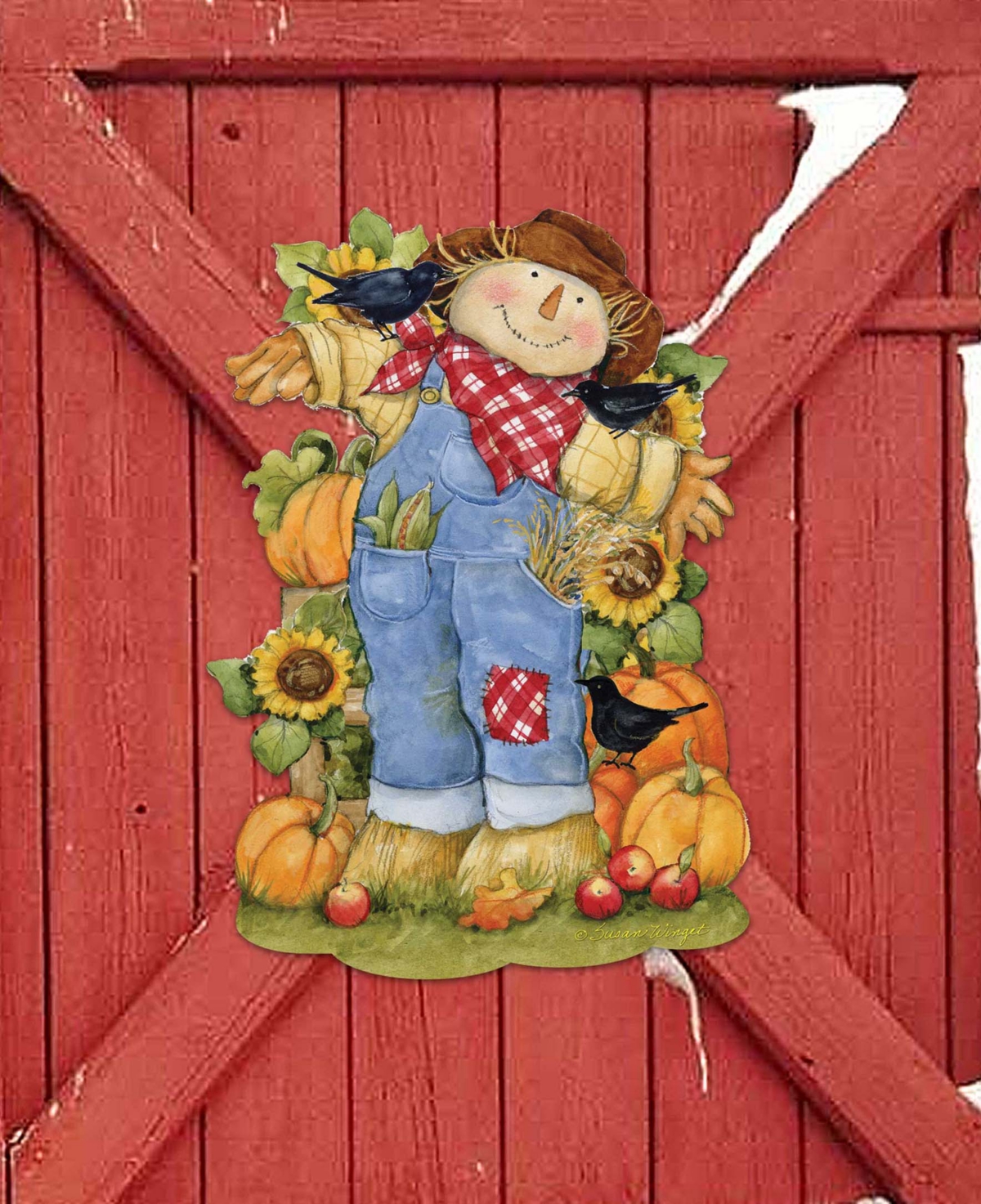 Shop Designocracy Holiday Door Decor Wall Decor Harvest Scarecrow Wooden Sign S. Winget In Multi Color