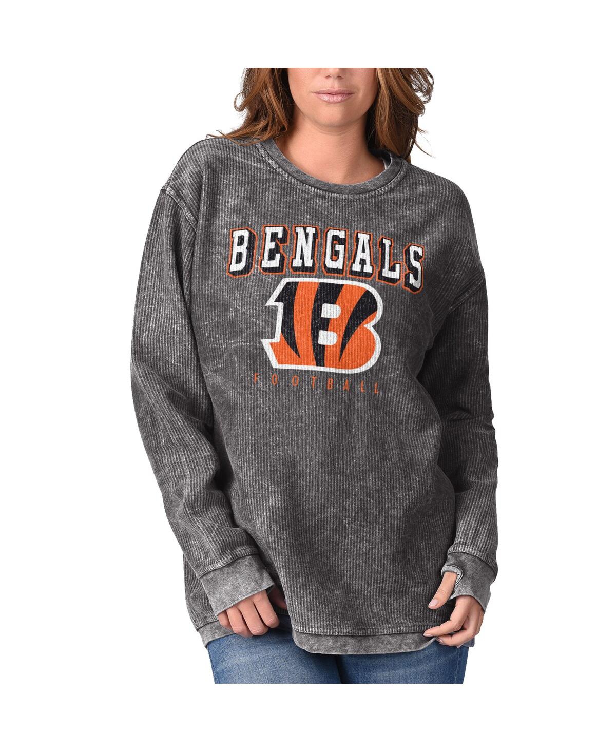 G-iii 4her By Carl Banks Women's  Black Cincinnati Bengals Comfy Cord Pullover Sweatshirt