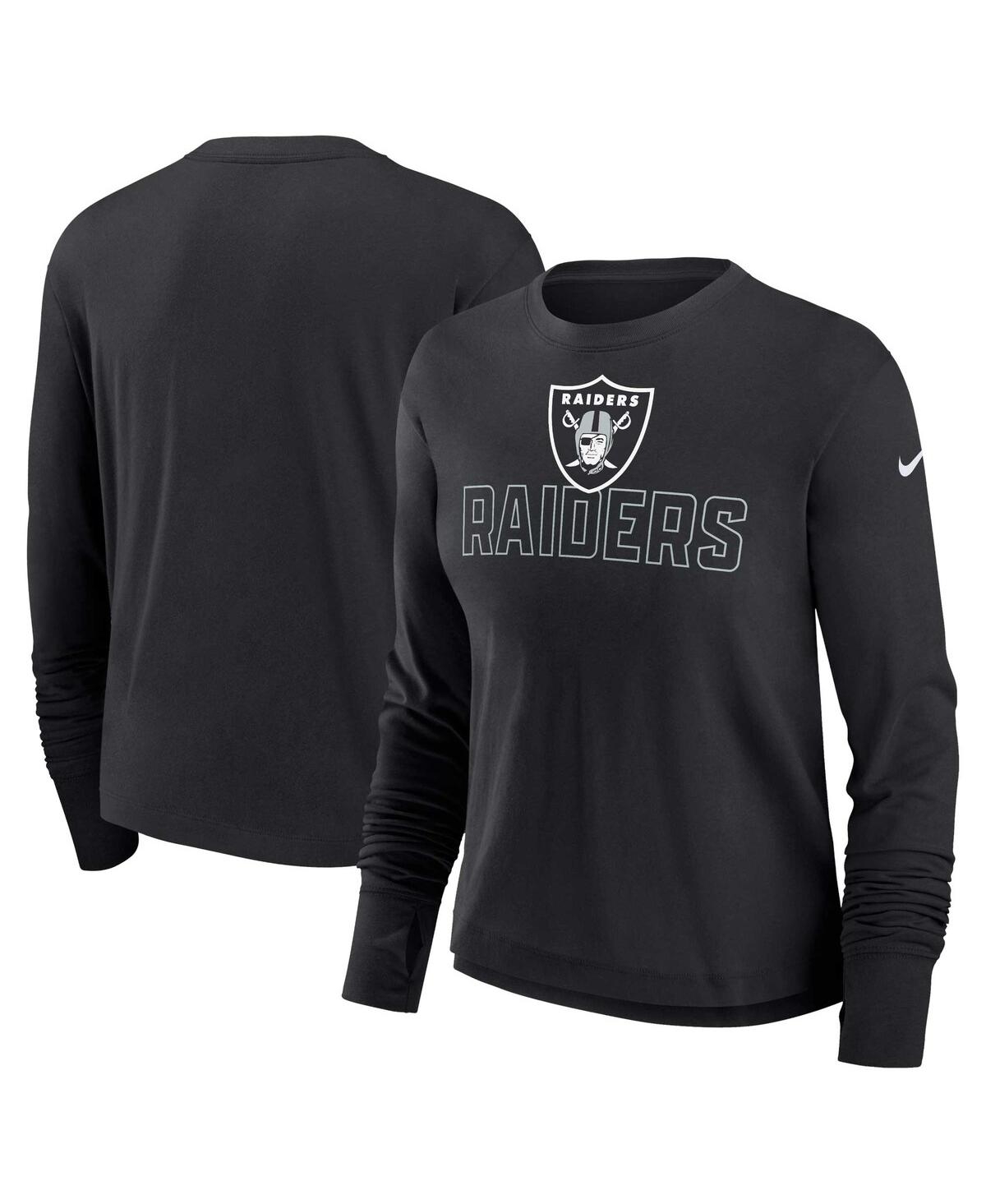 Nike Women's  Black Las Vegas Raiders High Hip Performance Long Sleeve T-shirt In Black