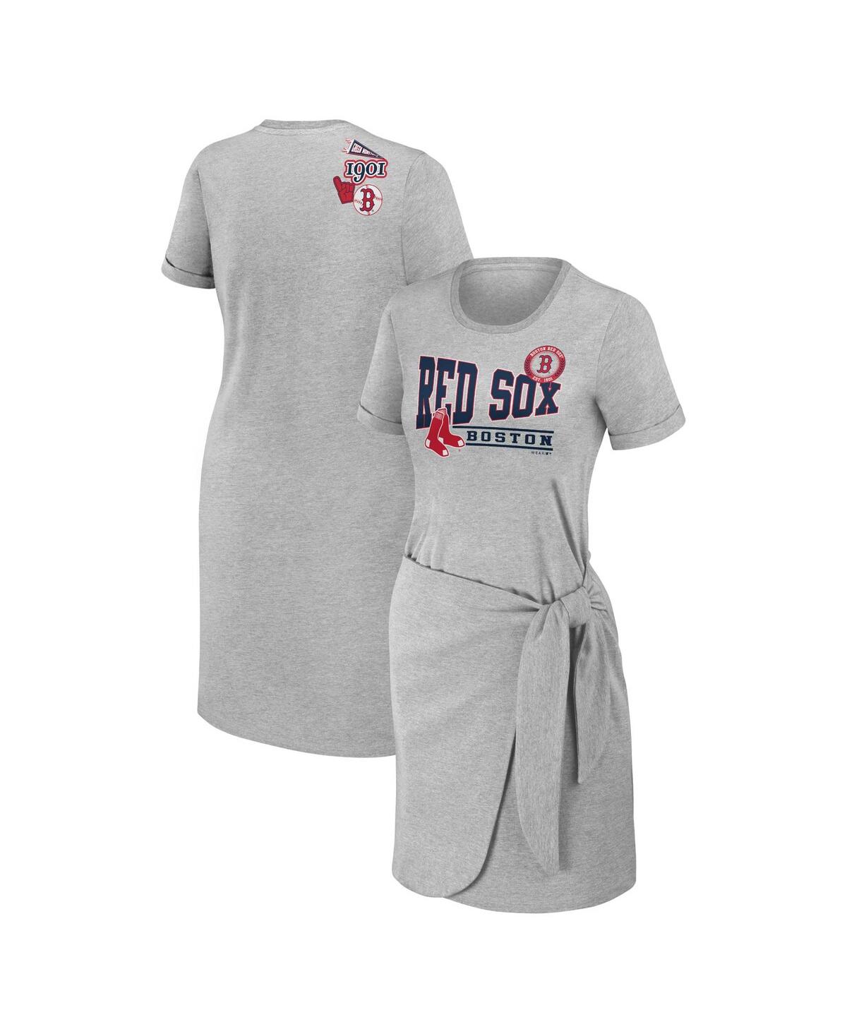 Wear By Erin Andrews Women's  Heather Gray Boston Red Sox Knotted T-shirt Dress