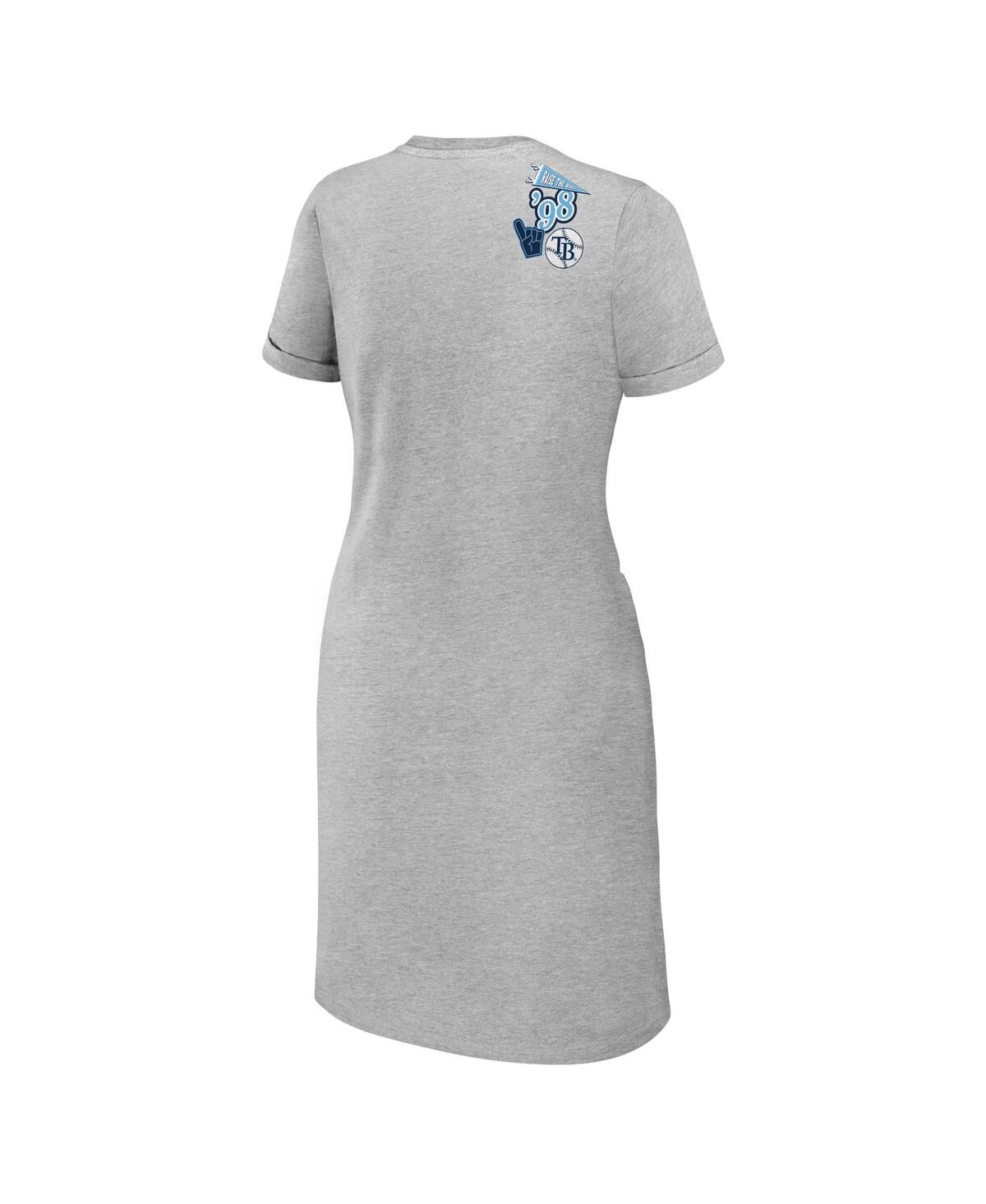 Wear By Erin Andrews Women's  Heather Gray Tampa Bay Rays Knotted T-shirt Dress In Heather Gray