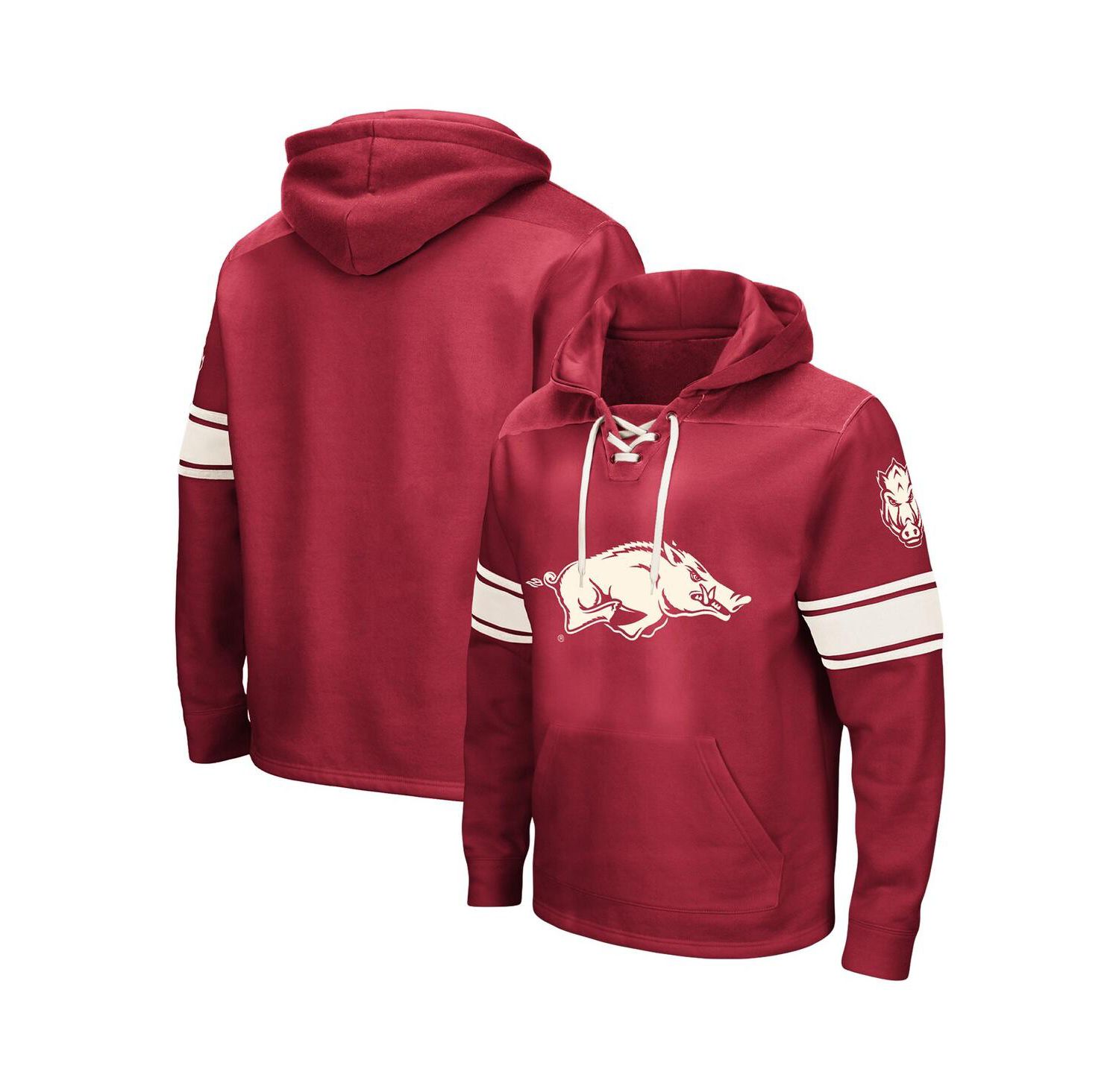 Men's Cardinal Arkansas Razorbacks Big and Tall Hockey Lace-Up Pullover Hoodie