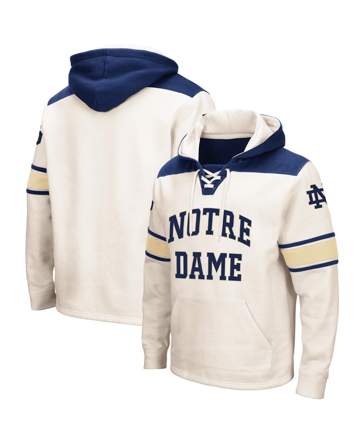 Men's ColosseumNotre Dame Fighting Irish Big and Tall Hockey Lace-Up Pullover Hoodie - Cream