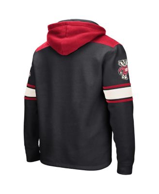 Men's Black Wisconsin Badgers Big and Tall Hockey Lace-Up Pullover Hoodie
