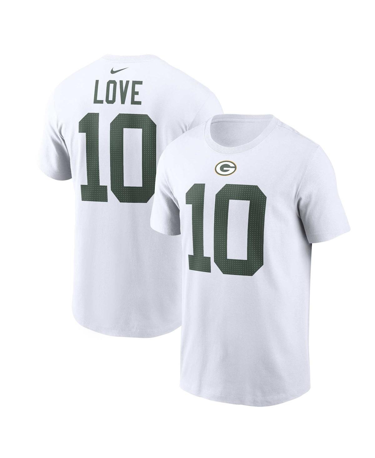 Nike Men's  Jordan Love White Green Bay Packers Player Name And Number T-shirt