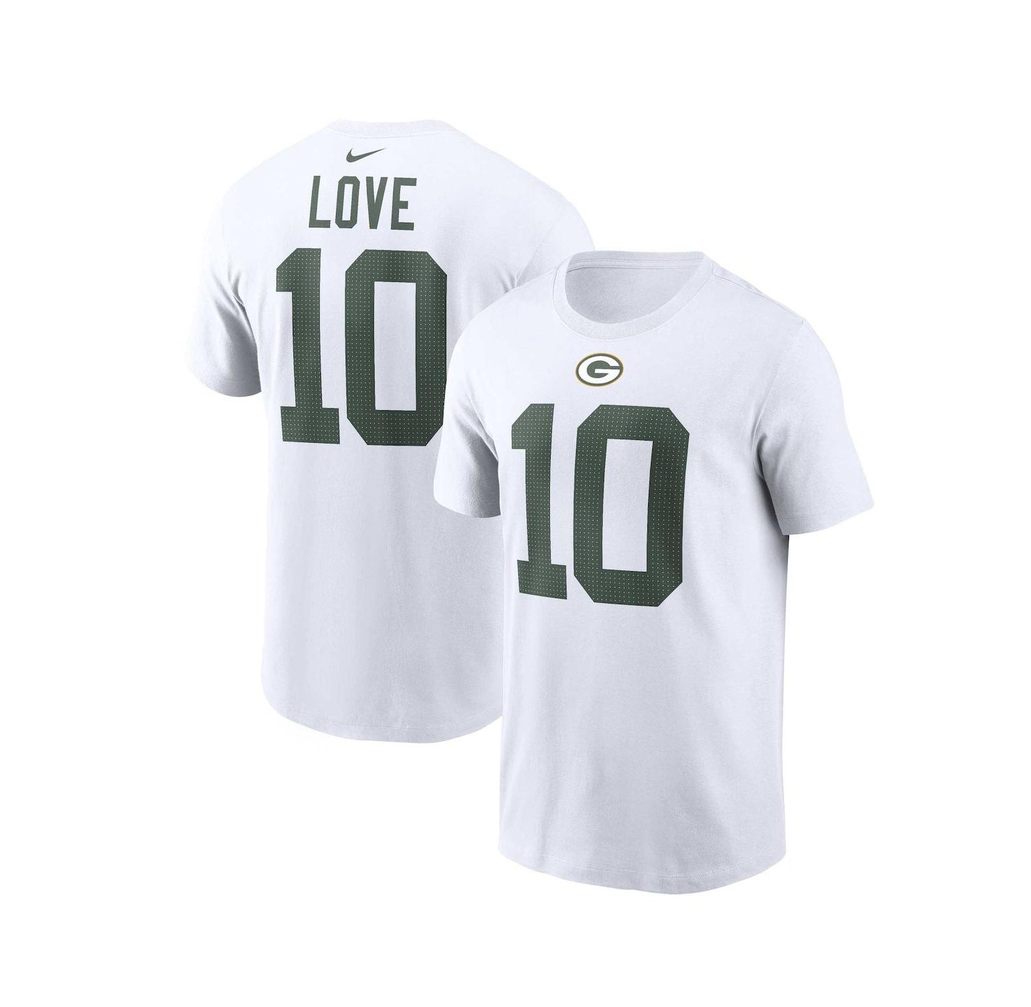 Men's Jordan Love White Green Bay Packers Player Name and Number T-shirt