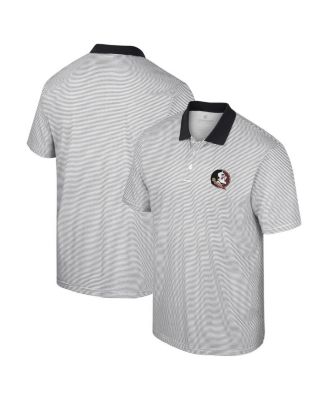 Men's White, Black Florida State Seminoles Print Stripe Polo Shirt