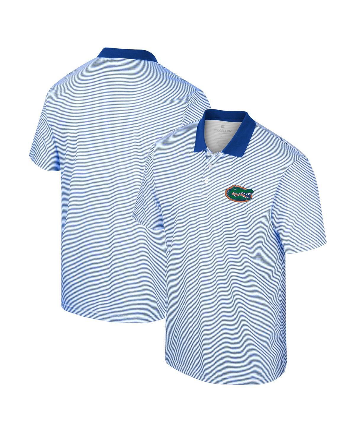 Colosseum Men's  White, Royal Florida Gators Print Stripe Polo Shirt In White,royal