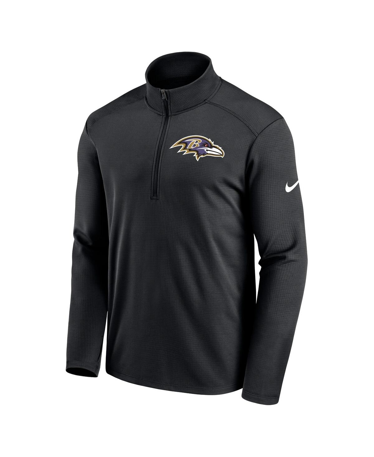 Shop Nike Men's  Black Baltimore Ravens Logo Pacer Performance 1/4-zip Jacket