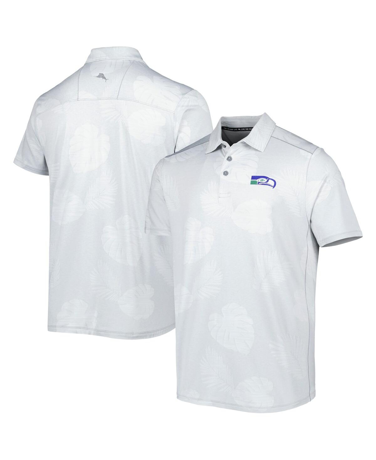 Shop Tommy Bahama Men's  Gray Seattle Seahawks Throwback Delray Frond Islandzone Polo Shirt