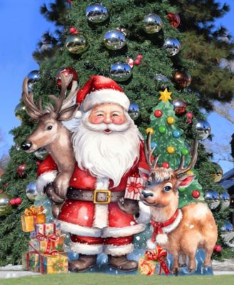 Santa with Reindeers 32" Outdoor Christmas Lawn Decor G. DeBrekht