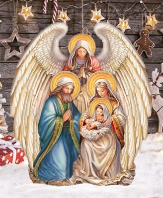 Designocracy Nativity with Angel 32" Outdoor Christmas Free Standing Garden Decor G. DeBrekht