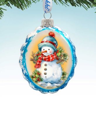 Snowman's Gift Keepsake Mercury Christmas Glass Ornaments G. DeBrekht