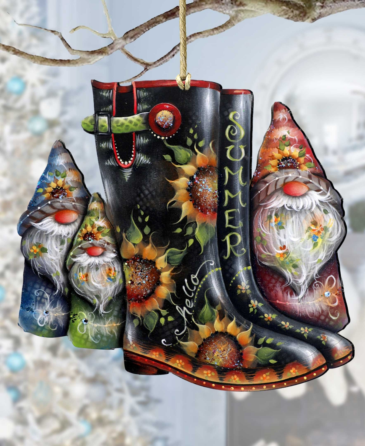 Designocracy Holiday Wooden Ornaments Hello Summer Boots Home Decor J. Mills-price In Multi Color