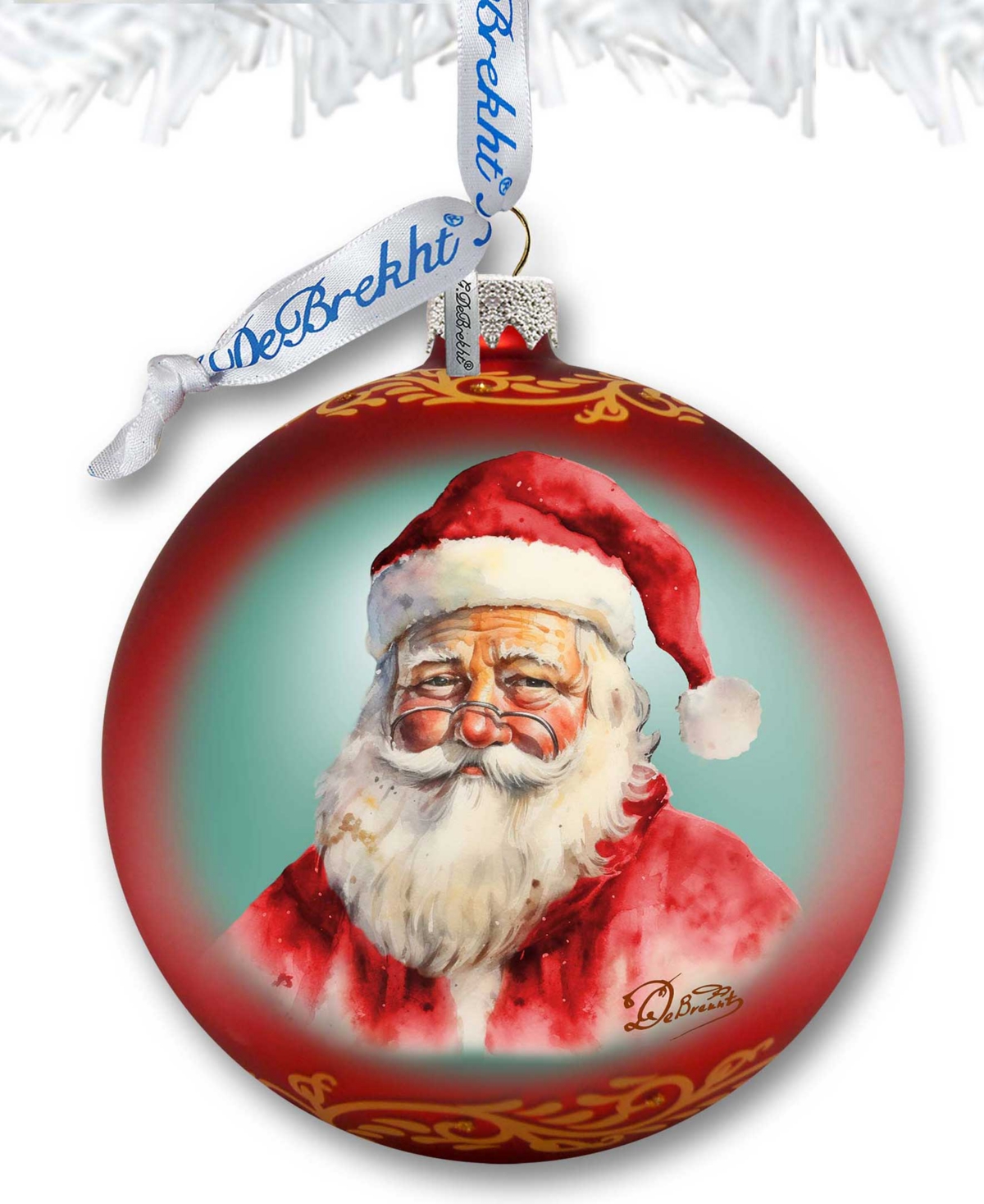 Shop Designocracy Captivating Smile Of Santa Ball Mercury Christmas Glass Ornaments G. Debrekht In Multi Color