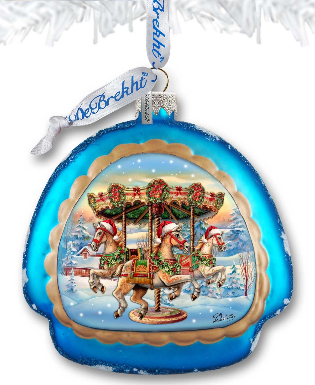 Shop Designocracy Christmas Carousel Rainbow Holiday Mercury Glass Ornaments G. Debrekht In Multi Color