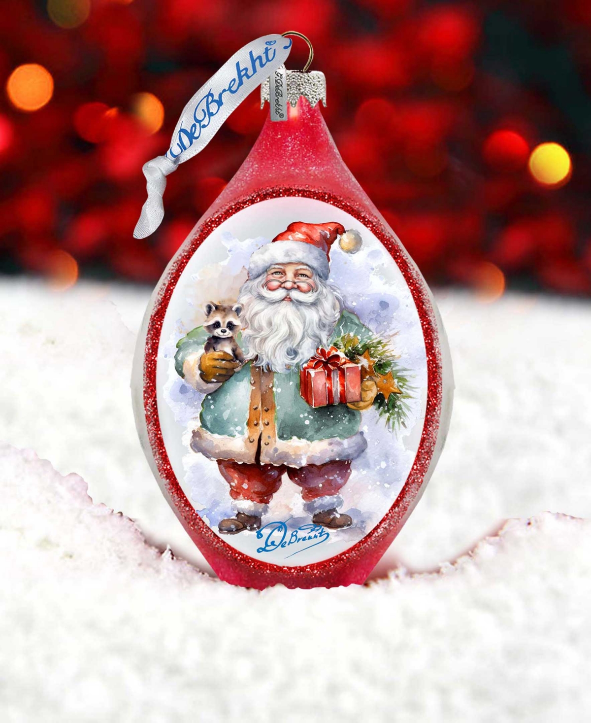 Shop Designocracy Santa Claus Presents Drop Mercury Christmas Glass Ornaments G. Debrekht In Multi Color