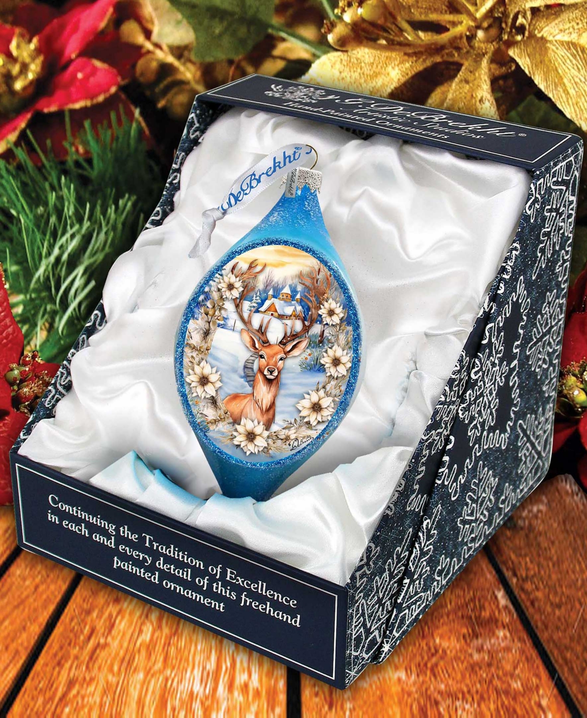 Designocracy Majestic Forest Deer Drop Holiday Mercury Glass Ornaments G. Debrekht In Multi Color