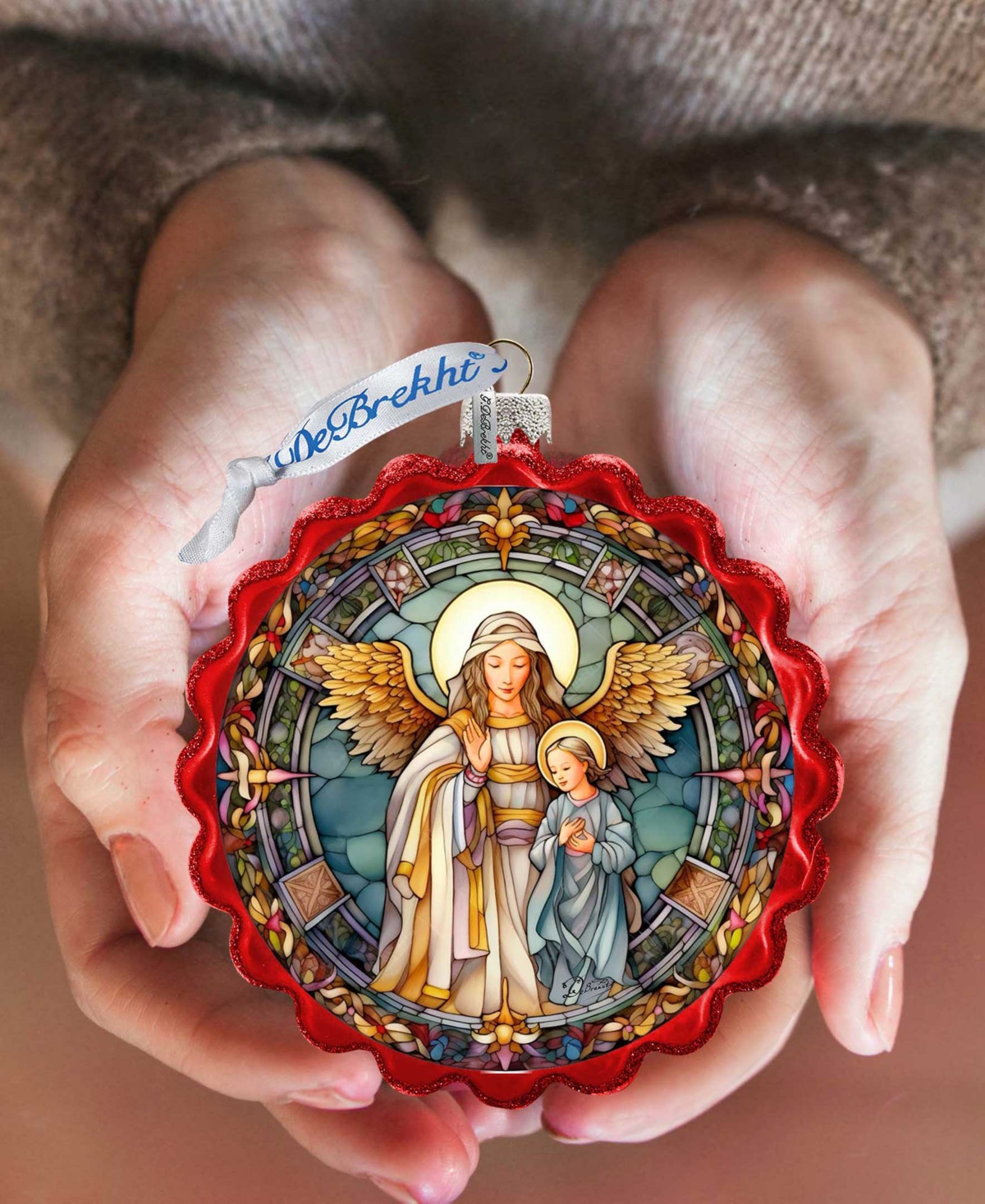 Designocracy Guardian Angel Wreath Mercury Christmas Glass Ornaments G. Debrekht In Multi Color