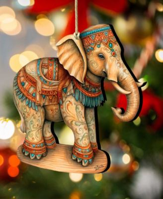 Carousel Elephant Christmas Wooden Ornaments Holiday Decor G. DeBrekht