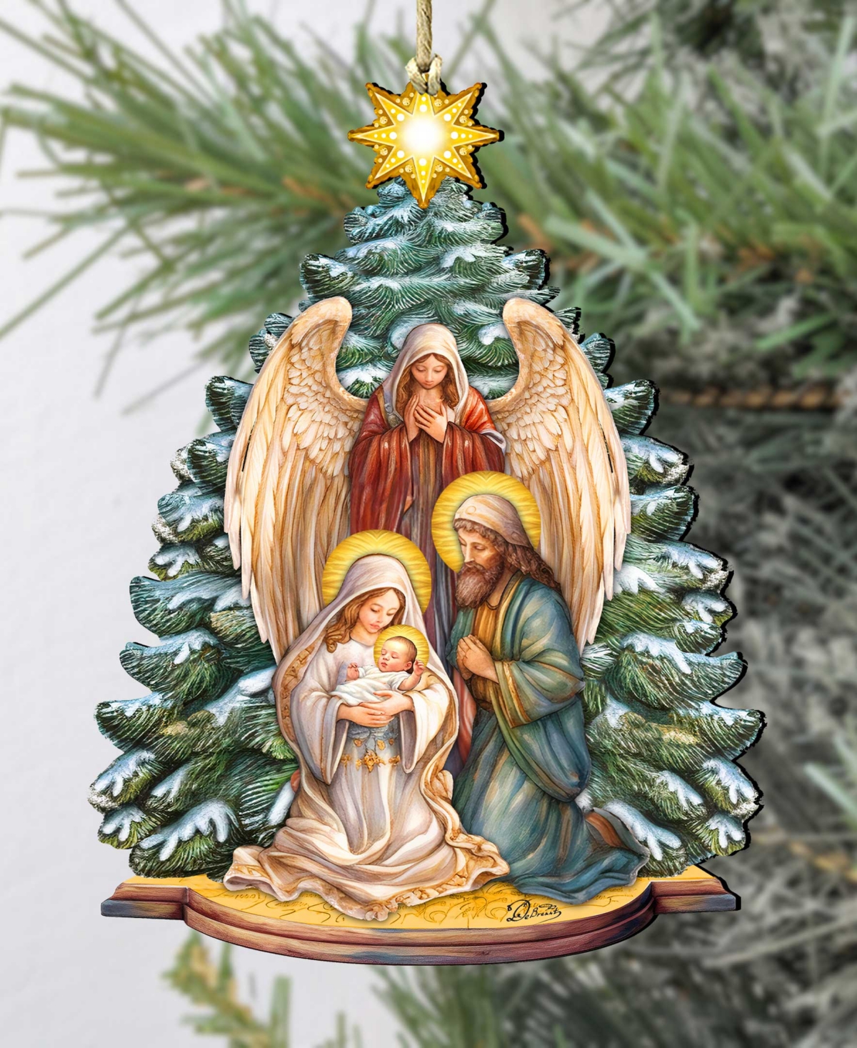 Designocracy Holy Family Nativity Christmas Wooden Ornaments Holiday Decor G. DeBrekht