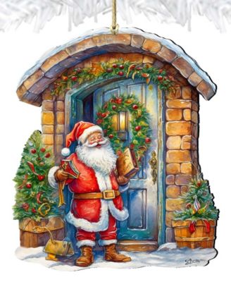Joyful Moments at the Doorstep Christmas Wooden Ornaments G. DeBrekht