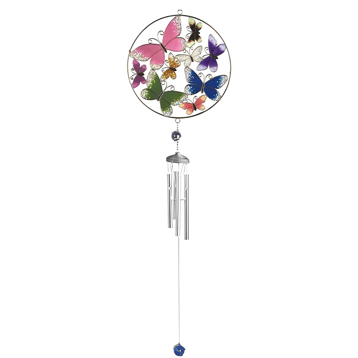 34" Long Butterfly Suncatcher Wind Chime with Gem Home Decor Perfect Gift for House Warming, Holidays and Birthdays - Multi